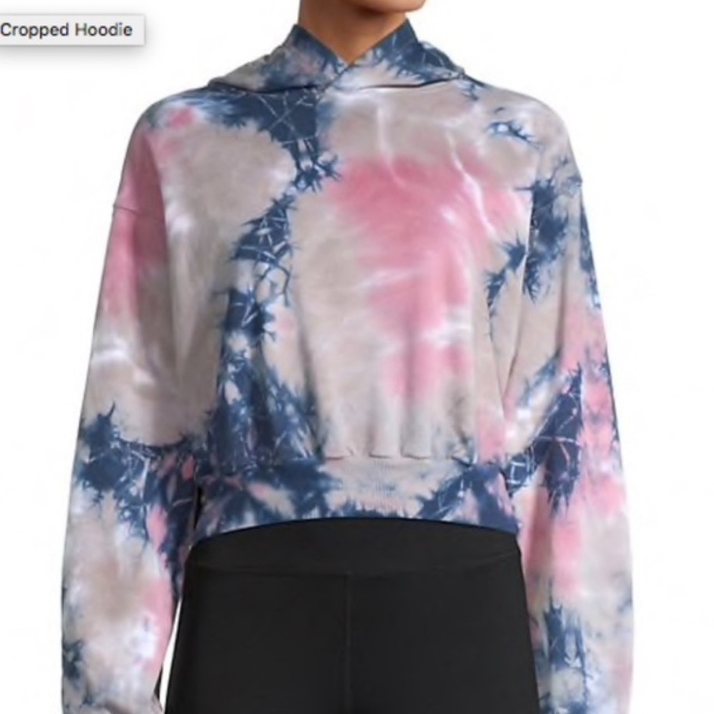LEA & VIOLA || Cropped Tie Dye Cozy Hoodie in Pink Tan Abstract - SZ Small